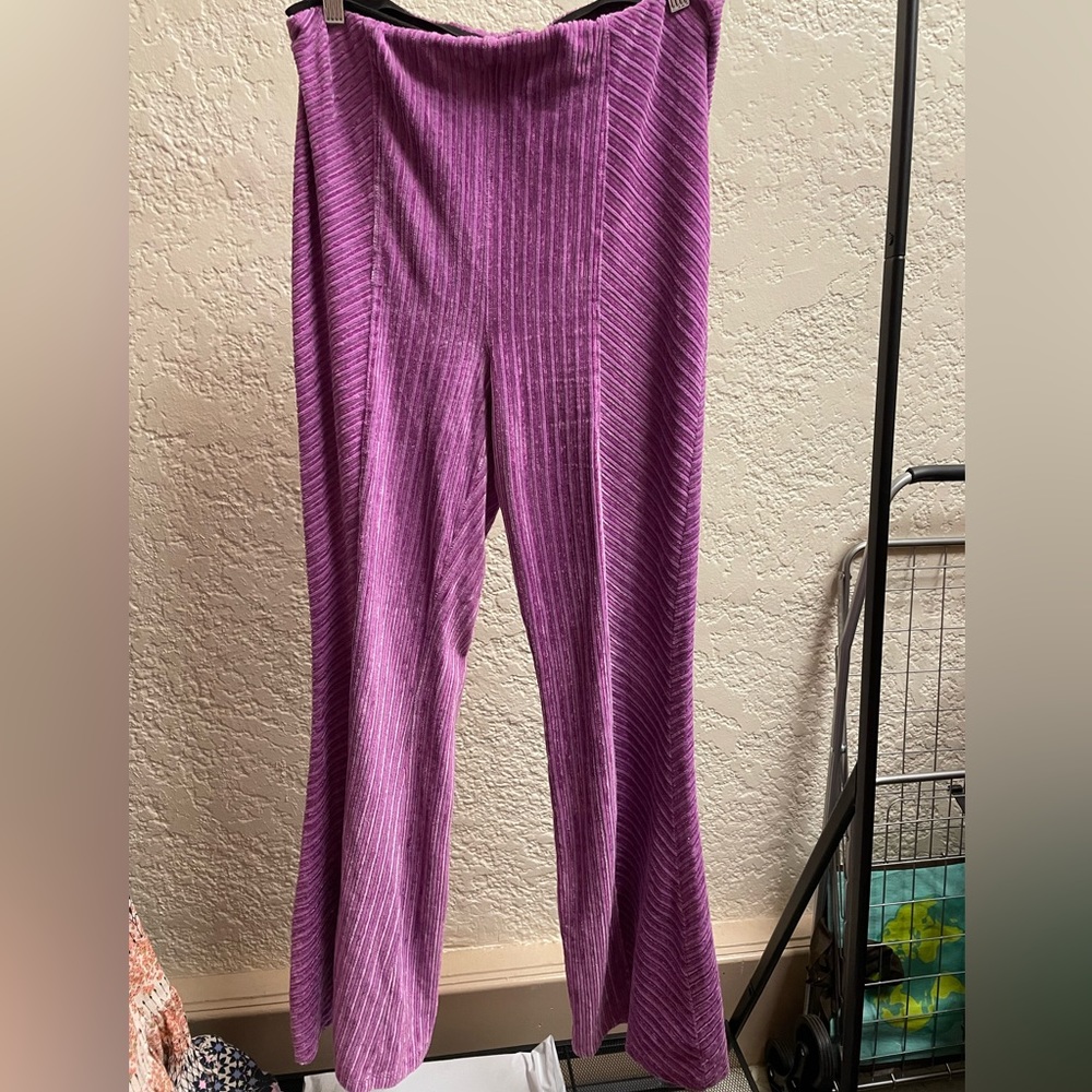 free people slim pull on velvet flare pants
